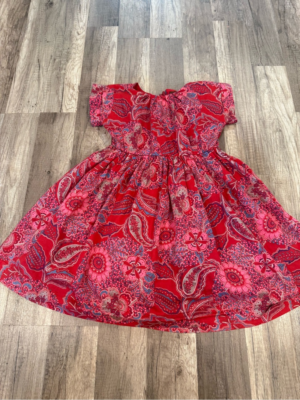 Tea Collection Girls Red Paisley Floral Dress